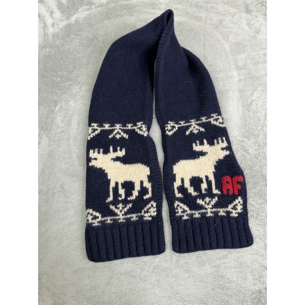 Vintage Abercrombie & Fitch Wool Chunky Moose Knit Scarf Blue
